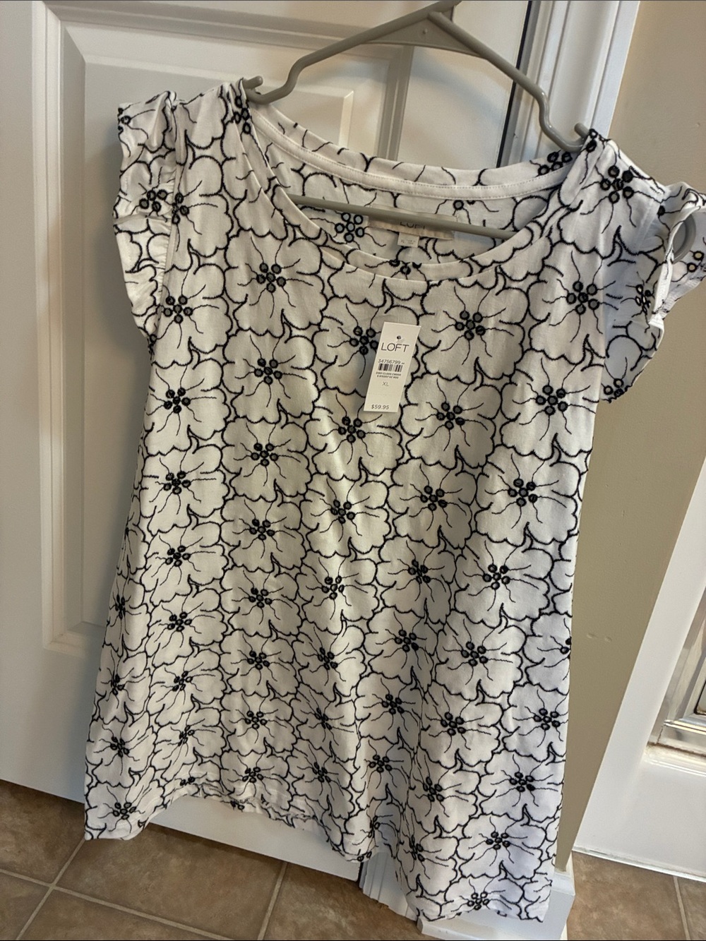 LOFT White Floral-Print sleeveless top
